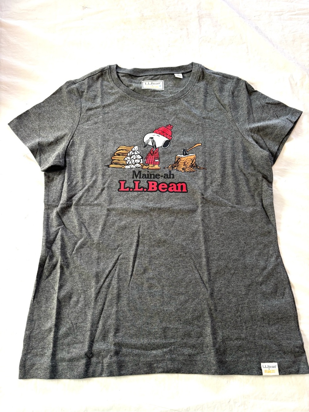 NWOT L.L. Bean X Peanuts Gray 'Maine-ah' Snoopy Graphic Tee SZ S